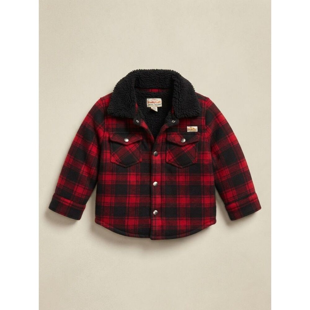 Toddler Boys Size 2T Weatherproof Vintage Red & Black Flannel Fleece Jacket